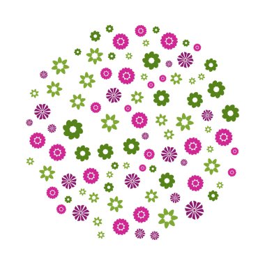 Çember şeklinde çiçek süsleme deseni. Vektör illüstrasyonu