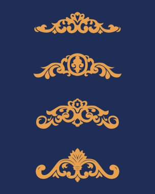 Soyut klasik çiçek süslemelerinin koleksiyonu. Vektör illüstrasyonu