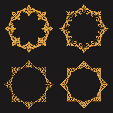 Lüks altın koleksiyonu soyut klasik çiçek süsü çerçeveleri