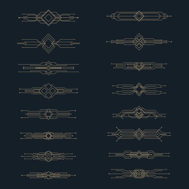 Soyut altın deco sanat sınır süsü koleksiyonu