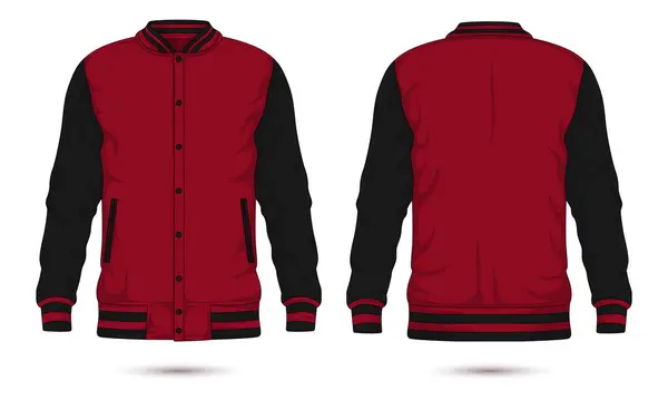 stock vector Red and black varsity jacket mockup front and back view