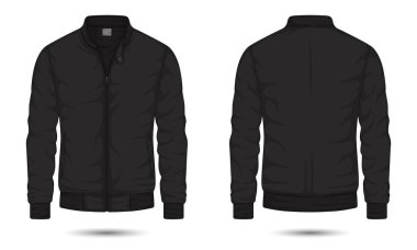 Siyah bombacı ceketi. Ön ve arka görünüm.