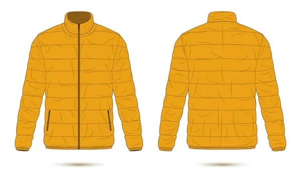 stock vector Yellow puffer jacket mockup front and back view