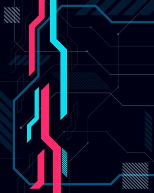 Soyut gelecekçi siber punk poster tasarımı