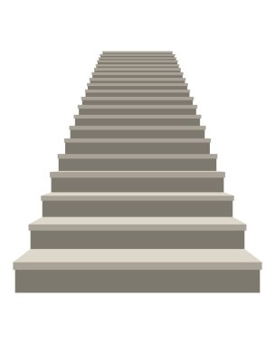 Beyaz arkaplanda izole edilmiş taş merdivenlerin düz tasarım çizimi