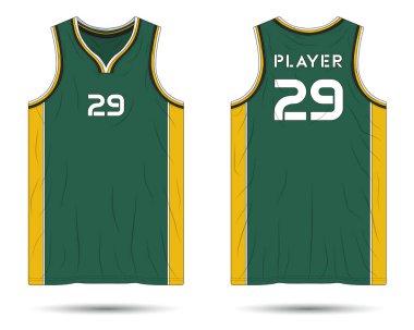 Basketbol forması ön ve arka görünüm şablonu