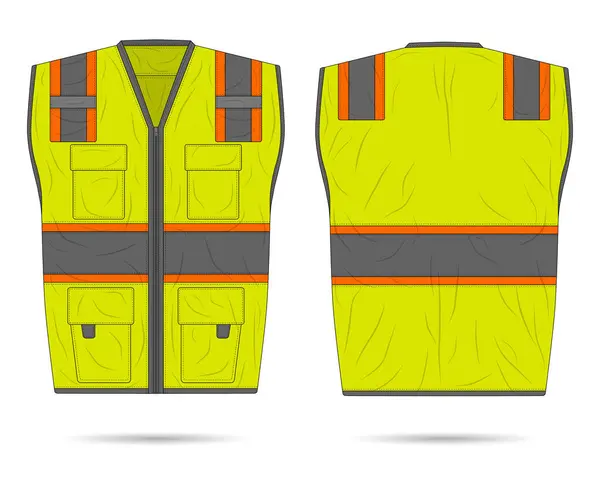 stock vector Hi vis work safety vest mockup front and back view