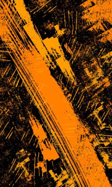 Soyut grunge fırça darbesi siyah ve turuncu kirli arka plan