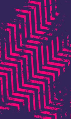 Grunge fırça darbeleriyle soyut geometrik zigzag çizgileri deseni