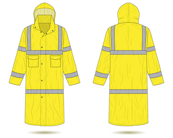Hi vis raincoat mockup front and back view