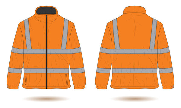 Hi vis zipper jacket mockup front and back view