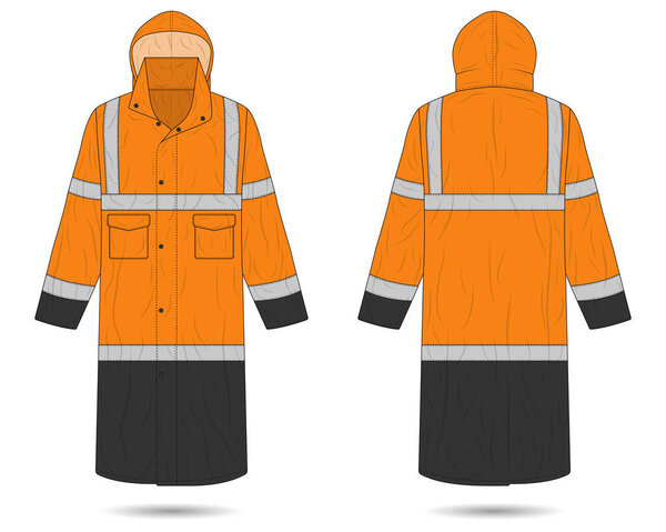Hi vis raincoat clothing mockup front and back view