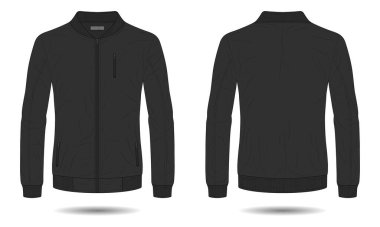 Siyah bombacı ceketi. Ön ve arka görünüm.