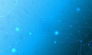 Soyut devre kartı mavi gradyan teknoloji arkaplanı