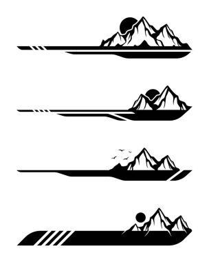 Outdoor mountain concept car wrap vinyl sticker set clipart