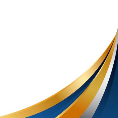 Soyut eğri mavi ve altın geometrik sınır modern arkaplan