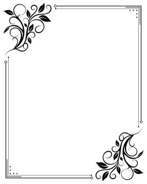 Siyah parşömen yaprağı süslemesi boş çerçeve arkaplanı