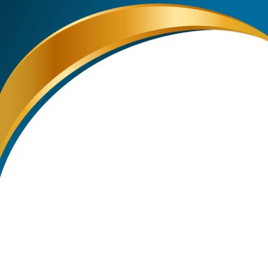 Modern boş arkaplan soyut eğri kenar mavi ve altın rengi