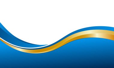 Soyut eğri mavi ve altın geometrik çizgiler modern iş arkaplanı