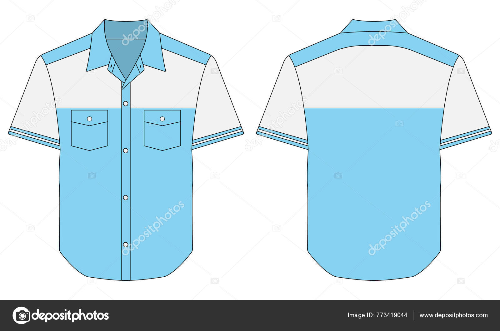 Blue White Modern Work Shirt Template Stock Vector by ©Fadlan - Main Image