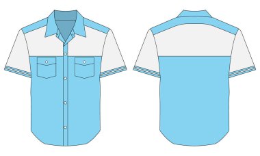 Blue and white modern work shirt template clipart