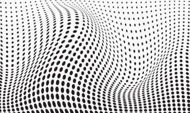 Soyut dalgalı noktalar desen siyah ve beyaz arkaplan