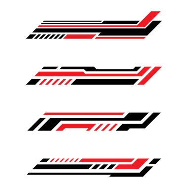 Soyut fütüristik geometrik çizgiler araba ambalajı etiketleri koleksiyonu