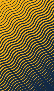 Soyut dalgalı sarı ve mavi çizgili duvar kağıdı