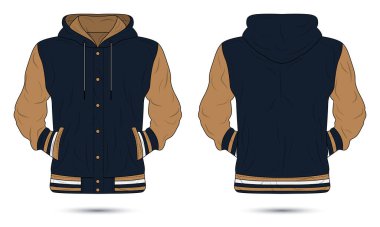 Takım kapüşonlu ceketi, ön ve arka görünüş.