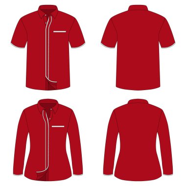 Erkekler ve kadınlar için kırmızı ve beyaz çizgili iş üniforması