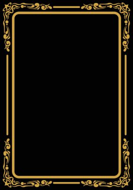 Soyut klasik süs, altın çerçeveli düğün davetiyesi arka planı