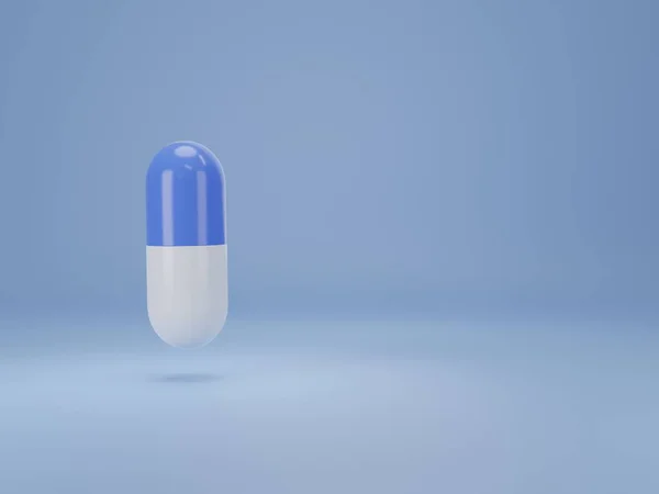 Render Medicin Piller Tabletter Och Kapslar Blå Bakgrund Med Kopieringsutrymme — Stockfoto