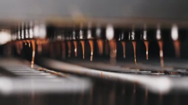 Şeker üretimi için otomatik karamel döküm. Şekerleme. Modern şekerleme fabrikası.