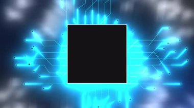 Yapay Zeka kavramı. İşlemcinin içine yapay zeka yerleştirilmiş ana kart. Büyük veri işleme, ai makine öğrenme. 