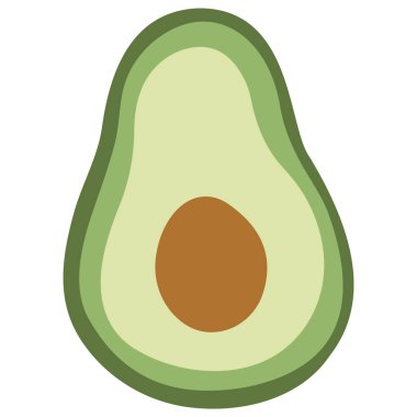 Beyaz arkaplandaki Avokado single 1 şirin, vektör illüstrasyonu.