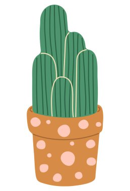Kaktüs. Beyaz arka planda tek 8 sevimli, vektör illüstrasyonu..