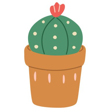 Kaktüs Tekli 7 beyaz arka planda sevimli, vektör illüstrasyonu.