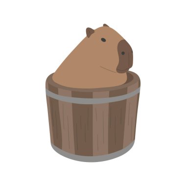 capybara single 41 cute on a white background, vector illustration. capybara is the largest rodent. clipart