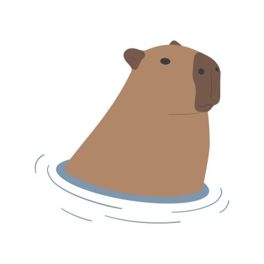 capybara single 39 cute on a white background, vector illustration. capybara is the largest rodent. clipart