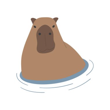capybara single 8 cute on a white background, vector illustration. capybara is the largest rodent. clipart
