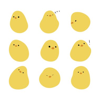 piliç 2 beyaz arka planda sevimli, vektör illüstrasyonu