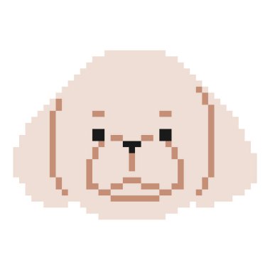 Kaniş Başı Piksel 1 beyaz arkaplan üzerinde şirin, vektör illüstrasyonu.