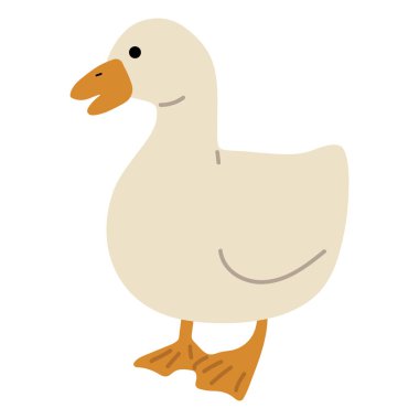 Ördek Beyaz Tekli mavi arka planda 48 şirin, vektör illüstrasyonu