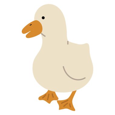 Duck White Single 24 mavi arkaplan üzerinde şirin, vektör illüstrasyonu