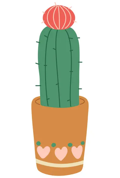 Beyaz arka planda 10 sevimli kaktüs, vektör illüstrasyonu.