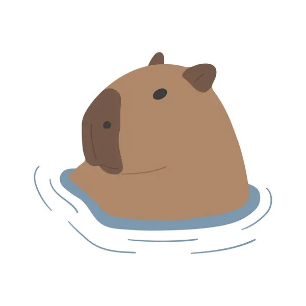 Capybara, beyaz arka planda şirin bir tek 31 numara, vektör çizimi. Capybara en büyük kemirgendir..