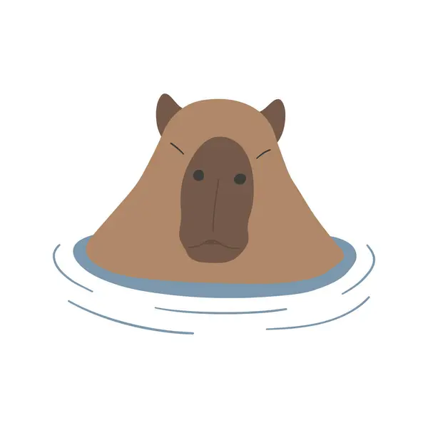 Capybara, beyaz arka planda 23 sevimli, vektör illüstrasyonlu. Capybara en büyük kemirgendir..