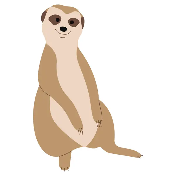 Meerkat Tekli Beyaz arkaplan üzerinde şirin, vektör illüstrasyon