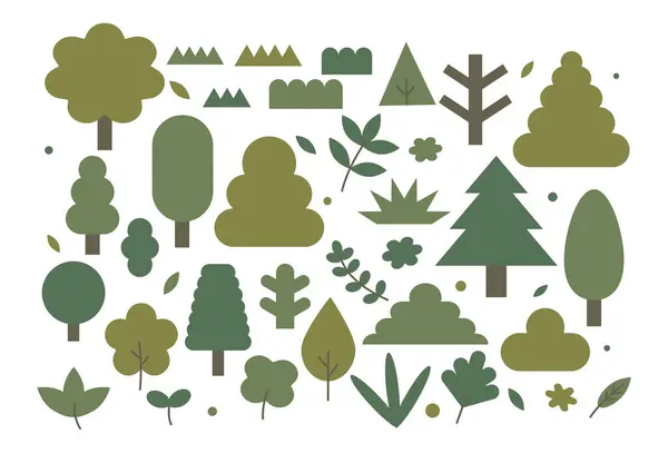 Beyaz arkaplanda 1 şirin ağaç bitkisi, vektör illüstrasyonu. 