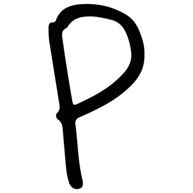 Beyaz arkaplan üzerinde P 5 sevimli İngilizce alfabesi, vektör illüstrasyonu.